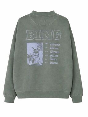 Anine Bing Cody Bing Live Sweatshirt Sage Green Oversized XS NWOT